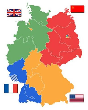 mapa dels quatre sectors (USA,URSS,GB,França) 